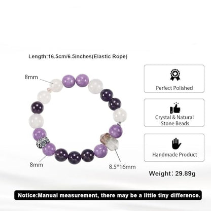 Natural Stone Beaded Bracelets for Women, 7 Chakra Healing Crystal Bracelet, 6mm/8mm Handmade Gemstone Stretch/Adjustable Bangle, Anxiety Relief Yoga Meditation Jewelry, Boho Amethyst Malachite Turquoise Bracelet Gift - color: Style 9