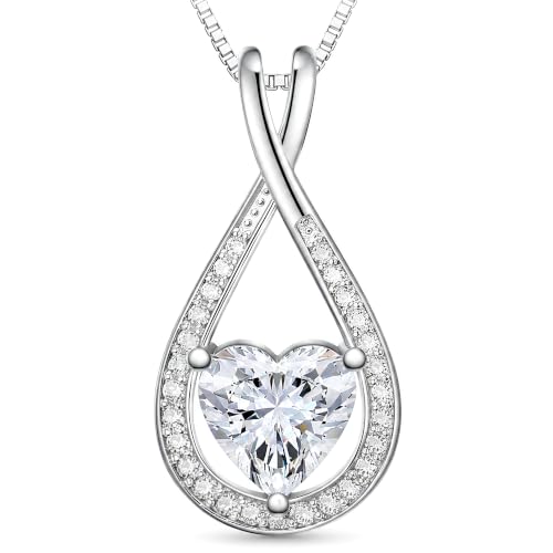 Infinity Heart Moissanite Necklace for Women, 1-4 CT | 925 sterling silver pendant, moissanite heart necklace, wife pendant, girlfriend necklace, anniversary jewelry for women - style: 2CT