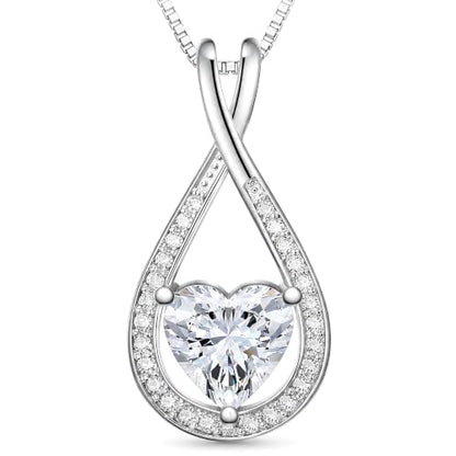 Infinity Heart Moissanite Necklace for Women, 1-4 CT | 925 sterling silver pendant, moissanite heart necklace, wife pendant, girlfriend necklace, anniversary jewelry for women - style: 2CT