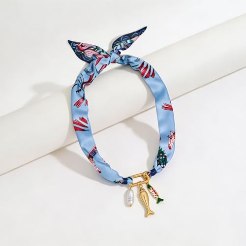 Shell Necklaces for Women Trend Boho Scarf Necklaces Ocean Mermaid Conch Seashell Necklace Summer Gold Fish Necklace Fashion Beach Jewelry - color: Scarf fish necklace