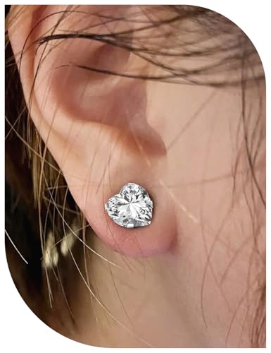 Astm F136 Titanium Heart CZ Ear Gauges Screw Fit Flesh Tunnels Plugs Gauges Earring Expander Stretcher Ear Tunnels For Ears 10G 8G 6G 4G 2G 0G 00G Plug Earrings Piercing Jewelry For Women Men - color: 0G Gauges
