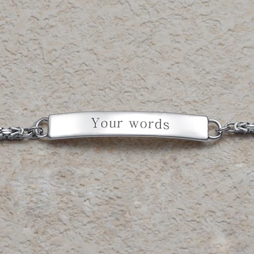 Custom Engraved Byzantine Sterling Silver Bracelet Personalized Bracelet - Custom Name Bracelets for Mom, Wife or Her - Perfect for Birthday, Christmas or Mother's Day Gift - style: Byzantine Bracelet 8+1