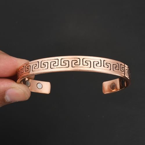 Pure Copper Cuff Bangle Bracelet 100% Solid, Raw & Uncoated Handmade Bracelets Jewelry Cuff Gift Bangle for Women & Men - color: Copper cb-108