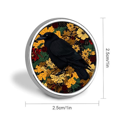 Gothic Raven Flowers Badge Pin Round Badge Metal Button Badges Brooch Lapel Pin for Men Women 1 Inch - color: style-9