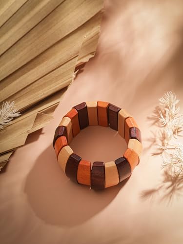 MINACHI Boho Chunky Colorful Wooden Bead Stretch Bracelet, Handmade Bohemian Statement Jewelry For Women - style: Bracelet RAC.002