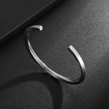 Stainless Steel Glossy Geometric Twist Open Bracelet for Men Women Fashion Casual Holiday Party Jewelry - color: silvery