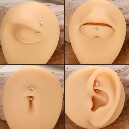 PEAKLINK G23 Titanium Eyebrow Piercing Jewelry 16G Eyebrow Rings Curved Barbell Small Belly Ring Rook Daith Earrings Vertical Labret Lip Piercing 6mm-12mm - color: Gold