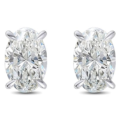 Ginger Lyne 5Ct Oval Cubic Zirconia Stud Earrings 10mm for Women | Sterling Silver Earrings 10mm Oval Cubic Zirconia Stone 14K Gold Plated and White Gold Plated Options, Push Back Stud Setting - color: Silver