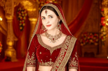 Touchstone Indian jewelry sets for women tikka wedding necklace costume guest statement bollywood rhinestones crystal faux pearls gold big royal neck piece set bridal fashion accessories - color: Red
