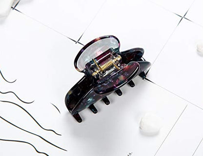 Handmade Celluloid Acetate French Design Barrettes Tortoise Shell Claws Hair Claw Luxury Fashion Accessories Hair Clip for Women (Black) - color: Black