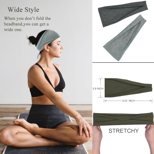 YONUF Fashion Headbands For Women Wide Headband Yoga Workout Head Bands Hair Accessories Band 6 Pack - color: Solid3