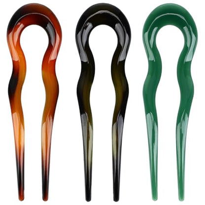 French Hair Pin 3 Pcs U Shaped Hair Forks for Buns Pc Accessories for Women Pins for Daily Wear and Special Occasions Decorative Stick Set