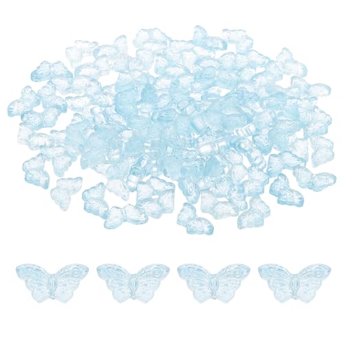 PATIKIL Butterfly Beads, 100Pcs Crystal Butterfly Beads Translucent Czech Glass Beads Spacer Bead for DIY Jewelry Making Bracelets Necklace - color: Light Lake Blue