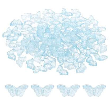 PATIKIL Butterfly Beads, 100Pcs Crystal Butterfly Beads Translucent Czech Glass Beads Spacer Bead for DIY Jewelry Making Bracelets Necklace - color: Light Lake Blue