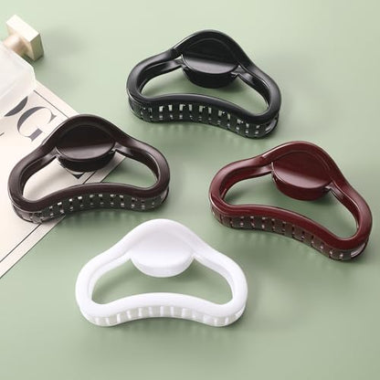 4 Pack Heart Hair Clips, 4.5" Large Durable Trendy Hair Claw Clip with Bead & Butterfly Spring, Premium PC Material Cozy Fashion Hair Claw for Thick Hair, Gift Set for Women Girls, Daily Wear - color: Classic Color 7: Black, White, Wine Red and Brown