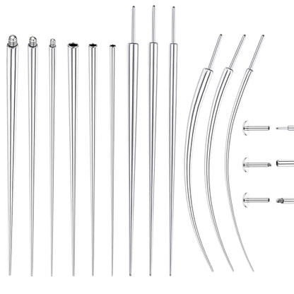 Piercing Ball Grabber Tool, 14-20G Taper for Changing Jewelry | Surgical Steel Flat Back Earrings Threader Tool Insertion Pin, Body Piercing Kit for Ear Rook Conch Nose Lip Jewelry Removal - style: Thread+Threadless(14G 16G 18G)