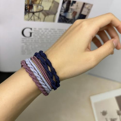 Hair Ties Elastics,Boho Hair Tie Bracelets,Hair Accessories | Cute Braided Hair Rubber Bands, 24 PCS No Pull Hair Elastics for Women, Ponytail Holders for Thick & Thin Hair