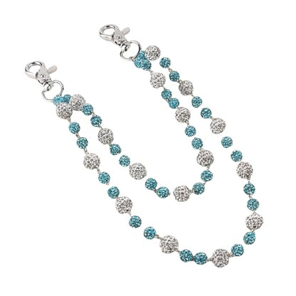 Ceramic Beads Wallet Pants Waist Chain Shiny Hip Hop Disco Ball Rhinestone Beads Purse Hipster Jeans Pocket Chains for Men Women Punk Accessories - color: Blue