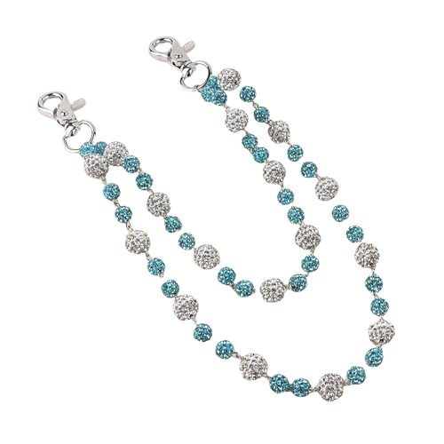 Ceramic Beads Wallet Pants Waist Chain Shiny Hip Hop Disco Ball Rhinestone Beads Purse Hipster Jeans Pocket Chains for Men Women Punk Accessories - color: Blue