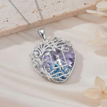925 Sterling Silver Necklace Gifts for Women Crystal/Opal Jewelry Pendant Christmas Birthday Gift - style: Swing-A