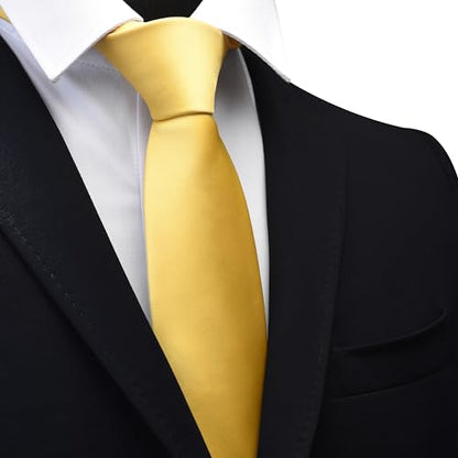 Branduce 3.15"（8cm） Mens Solid Satin Tie Pre-tied Adjustable Zipper Necktie for Business and Wedding - color: Light Gold