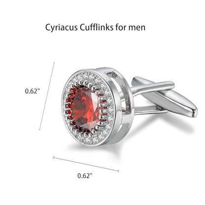 Crystal Cufflinks for Men CZ Cuff Links Sparkle Diamond Gold Ornate Cufflinks for Wedding Groom Best Man - style: Red