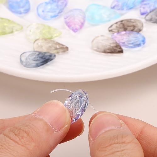 PATIKIL Leaf Beads, 50Pcs Crystal Translucent Czech Glass Beads for DIY Jewelry Making Bracelets Necklace, Gradient AB - color: Gradient AB