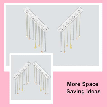 4Pcs Wall Necklace Holder for Women, Hanging Jewelry Organizer Wall Mount Crystal Holder Necklace Wall Hanger, Acrylic Bracelet Holder Organizer Jewelry Rack Adhesive Hooks Necklace Storage - style: 4 Pcs 7 Hooks