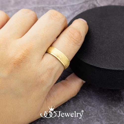 555Jewelry 4mm Sandblast Stainless Steel CZ Wedding Band Ring for Women & Men - color: Gold Style 10