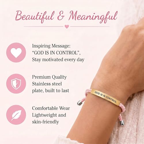 Frodete Dont Let The Hard Days Win Bracelet Inspirational Gifts for Women Adjustable Braided Tube Bracelet Gifts for Friends - color: A5：GOLD IS IN CONTROL(pink)