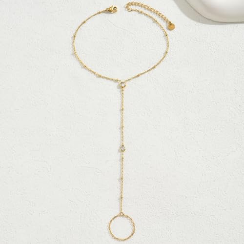 Ankle Bracelets for Women 18K Gold Plated Dainty Pearl Cross CZ Anklets Daisy Moon Star Gold Bead Satellite Cuban Link Chain Waterproof Summer Beach Foot Jewelry - style: Satellite-CZ-Gold
