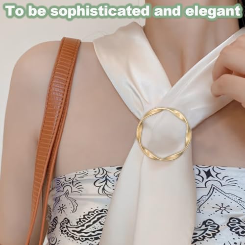 18Pcs Shirt Ties Clips for Women Silk Scarf Ring Clip T-Shirt Buckle Ring Clip Metal Round Circle Clip Clothes Clip - color: Matte Gold