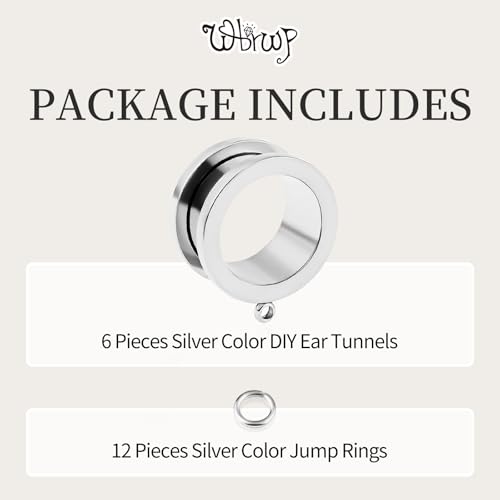 WBRWP 6pcs Ear Gauges Tunnels Plugs: DIY Ear Tunnles Piercing Expander Stainless Steel Double Flared Screw Gauges - color: Silver-Style 2