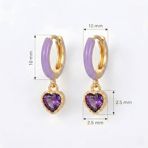 High-Carbon Diamond Hoop Earrings for Women Sterling Silver Cuff Earrings Drop Huggie Stud Halo Earrings with 18K - color: Purple