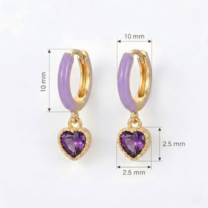 High-Carbon Diamond Hoop Earrings for Women Sterling Silver Cuff Earrings Drop Huggie Stud Halo Earrings with 18K - color: Purple