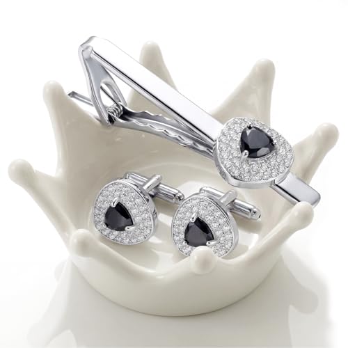 Cufflinks for Men Tuxedo Studs Set - Men’s Jewelry or Accessories Suitable for Suit White Shirts Vest and Red Bow tie on Wedding and Birthday - color: Black
