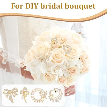 4pcs Brooches and Pins for Women, Flower Brooch, Crystal Pearl Brooch, for Women Fashion Accessories - style: Peacock