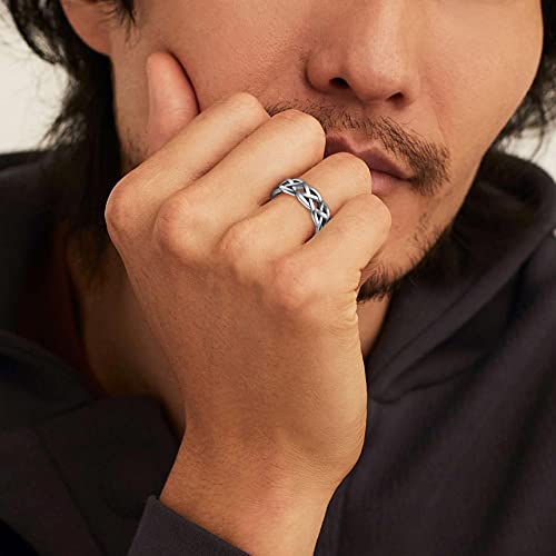 Bestyle Celtic Knot Band Rings for Men Women, Stainless Steel Irish Finger Ring Viking Wedding Bands Jewelry Gift Wedding Promise Gold Silver Black - color: 02.Stainless Steel