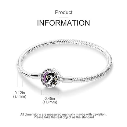 KUNSIR 925 Sterling Silver Palm Clasp Snake Chain Bracelet Basic Charm Bracelets Fit Any PDL Charm, with for Teen Women - style: KJB013