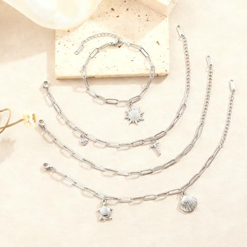 Swyabi 10 PCS Silver Paperclip Bracelet Chains Bulk for Jewelry Making | 18K Stainless Steel, with Extender, No Fade, No Rust, Adjustable, for Men Women DIY, 6.5 Inch - color: 4x12mm Silver
