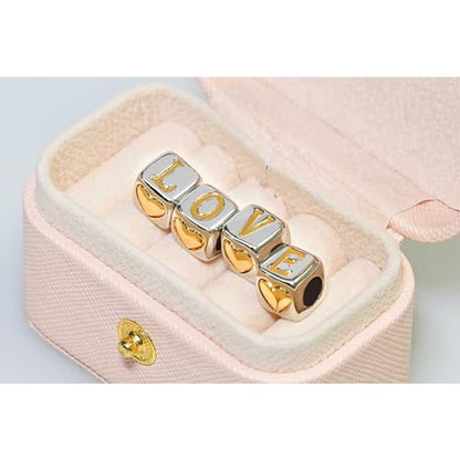 KunBead Initial A-Z Letter Gold Heart Alphabet Love Bead Birthday Charms Compatible with Pandora Charm Bracelet for Women - style: Letter T