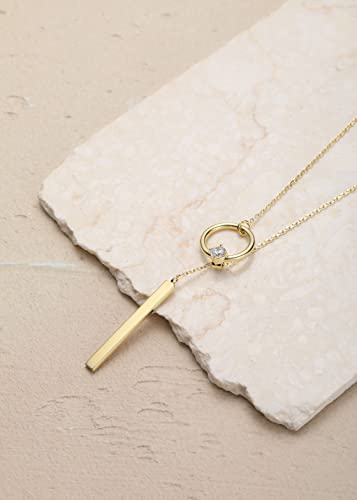 S.Leaf 18K Gold Plated Cubic Zirconia Choker Necklace for Women 925 Sterling Silver Layered Coin Moon Star Heart Circle Crystal Lariat Pendant Necklaces Gifts for Women Trendy - color: Lariat_Gold