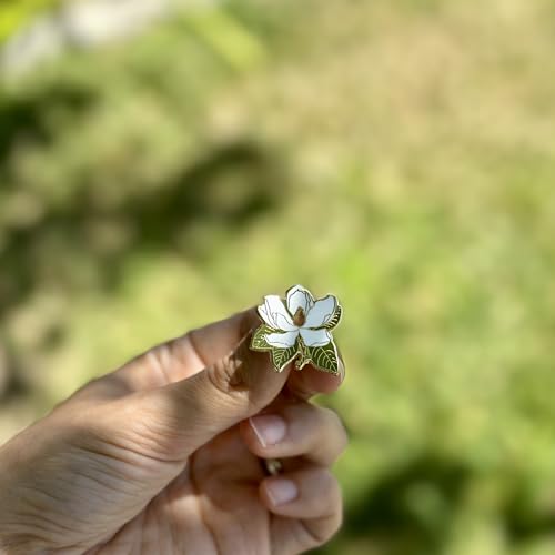 Enamel Flower Wedding Pin - Floral Brooch for Men & Women - Lapel Pin Favors - style: Magnolia