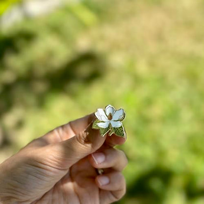 Enamel Flower Wedding Pin - Floral Brooch for Men & Women - Lapel Pin Favors - style: Magnolia