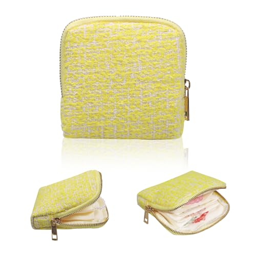 Stratalife Small Travel Jewelry Case, Qulited Storgae Pouch | Portable Jewelry Organizer for Gemstones Healing Crystal & Bracelets Bangles, 6 Pouches Ring Holder with Zipper, Yellow - color: Quilted Yellow