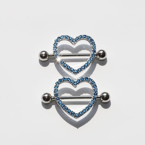 BSJ4U Nipple Piercing Jewelry 14G Stainless Steel Nipple Rings for Women Heart Butterfly Flower Bow Nipple Barbells - color: Blue CZ Nipple Piercing Jewelry