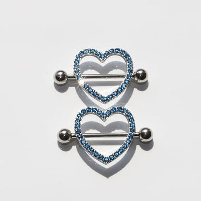 BSJ4U Nipple Piercing Jewelry 14G Stainless Steel Nipple Rings for Women Heart Butterfly Flower Bow Nipple Barbells - color: Blue CZ Nipple Piercing Jewelry