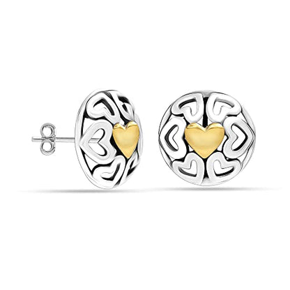 LeCalla 925 Sterling Silver Heart Stud Earrings Jewelry Lightweight Love Heart Shaped Earring for Women Valentines Day Gifts for Her - color: Dome Heart