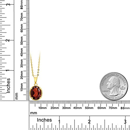 Gem Stone King 11X9MM Oval Gemstone Birthstone Pendant Necklace | 925 Sterling Silver | Solitaire Necklace For Women | With 18 Inch Chain | Fine Jewelry Gifts for Mom Women Wife Her - color: Garnet-January