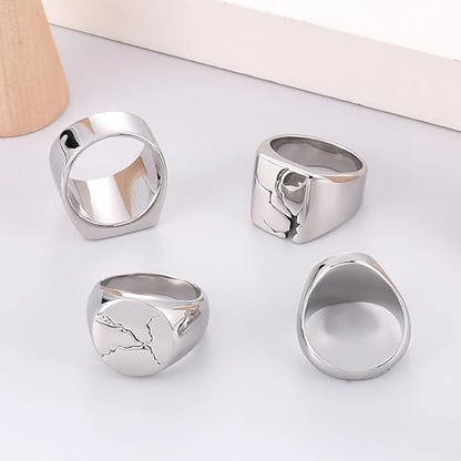 Signet Ring for Men Stainless Steel Classical Statement Band Thumb Ring Size 9-12 - color: B